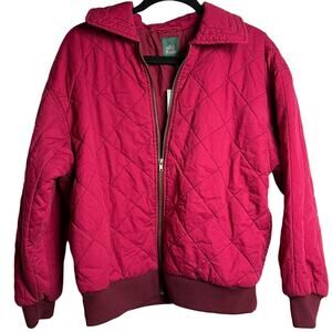 Wild Fable Women's Berry Red Woven Quilted Bomber Jacket - Size XS - NWT